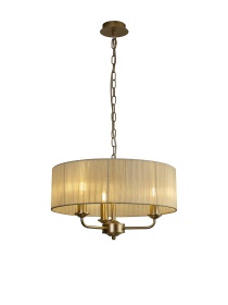 DK0959  Banyan 45cm 3 Light Pendant Champagne Gold, Cream